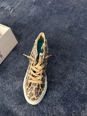 Leopard Print High-Top Sneaker in Tan